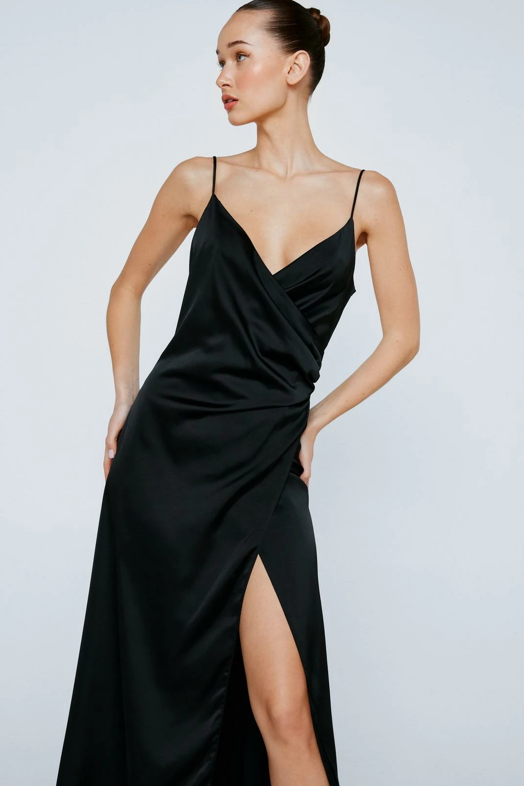 Satin V Neck Wrap Maxi Dress 11 Satin V Neck Wrap Maxi Dress - Image 11