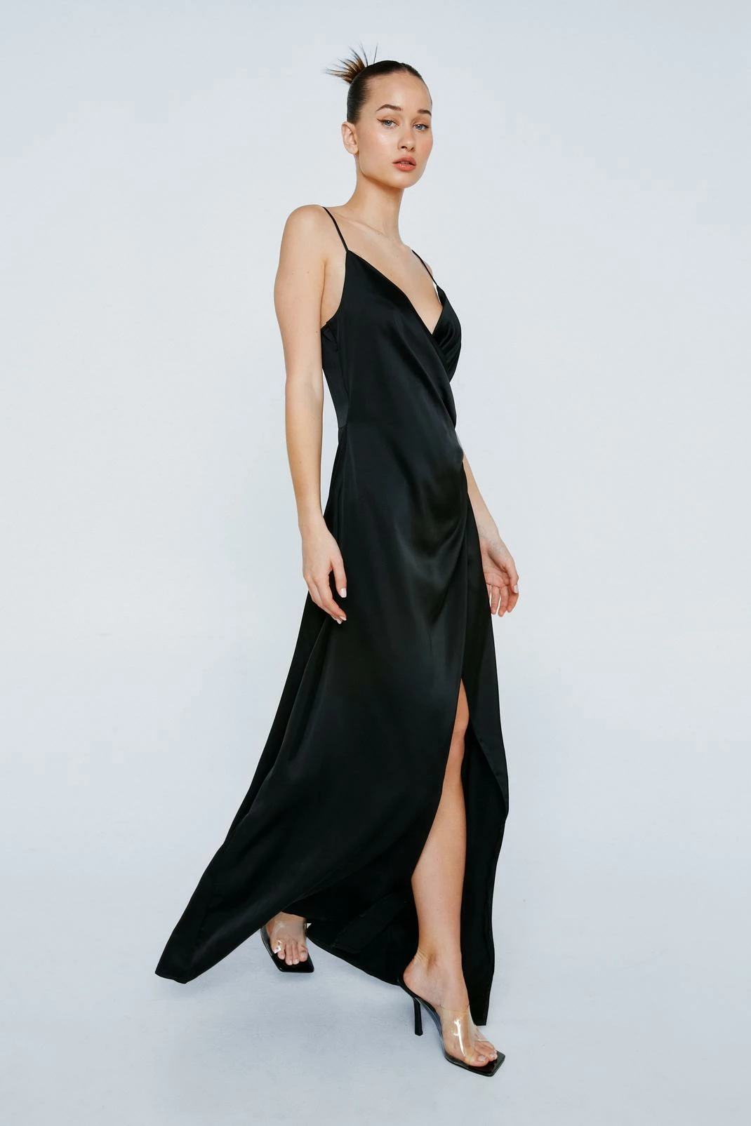 Satin V Neck Wrap Maxi Dress 10 Satin V Neck Wrap Maxi Dress - Image 10