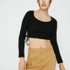 Scoop Neck Ruched Side Ribbed Top