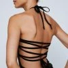 Sequin Lace Up Back Midi Dress