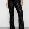 Sequin Plunge Tie Waist Top And Flare