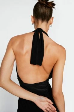 Slinky Ruche Front Halterneck Mini Dress 6 Slinky Ruche Front Halterneck Mini Dress -Nasty Gal Sales Store Sales womens black slinky ruche front halterneck mini dress 2