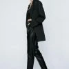 Split Front Faux Leather Pants
