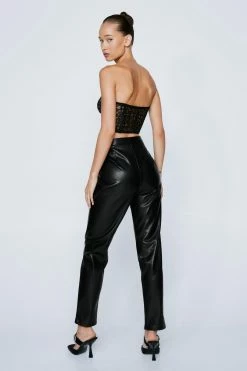 Split Front Faux Leather Pants -Nasty Gal Sales Store Sales womens black split front faux leather pants 2