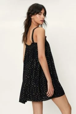 Spot Strappy Smock Mini Dress 6 Spot Strappy Smock Mini Dress -Nasty Gal Sales Store Sales womens black spot strappy smock mini dress 2