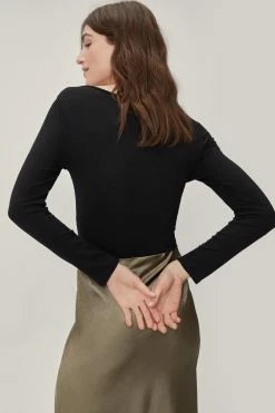 Square Neck Long Sleeve Bodysuit 6 Square Neck Long Sleeve Bodysuit -Nasty Gal Sales Store Sales womens black square neck long sleeve bodysuit 2