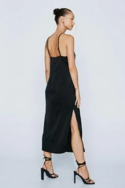 Square Neck Strappy Midi Slip Dress -Nasty Gal Sales Store Sales womens black square neck strappy midi slip dress 2