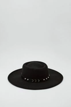 Studded Trim Fedora Hat 17 Studded Trim Fedora Hat -Nasty Gal Sales Store Sales womens black studded trim fedora hat 1