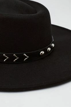 Studded Trim Fedora Hat 18 Studded Trim Fedora Hat -Nasty Gal Sales Store Sales womens black studded trim fedora hat 2