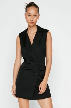 Tailored Vest Mini Dress -Nasty Gal Sales Store Sales womens black tailored vest mini dress 3