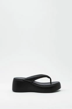 Alternative view of Toe Thong Faux Leather Flatform Sandals