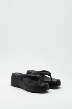 Toe Thong Faux Leather Flatform Sandals -Nasty Gal Sales Store Sales womens black toe thong faux leather flatform sandals 2