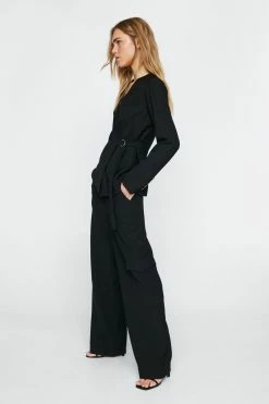 Utility Pocket Detail Pants -Nasty Gal Sales Store Sales womens black utility pocket detail pants 3
