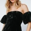 Velvet Ruched Sleeve Jumpsuit