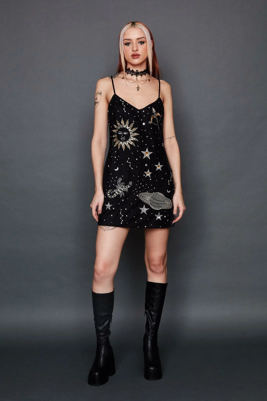 Velvet Sun And Star Embellished Mini Dress 1 Velvet Sun And Star Embellished Mini Dress