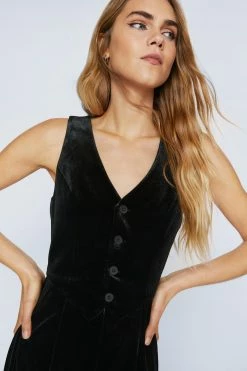 Velvet Tailored V-Neck Jumpsuit -Nasty Gal Sales Store Sales womens black velvet tailored v neck jumpsuit
