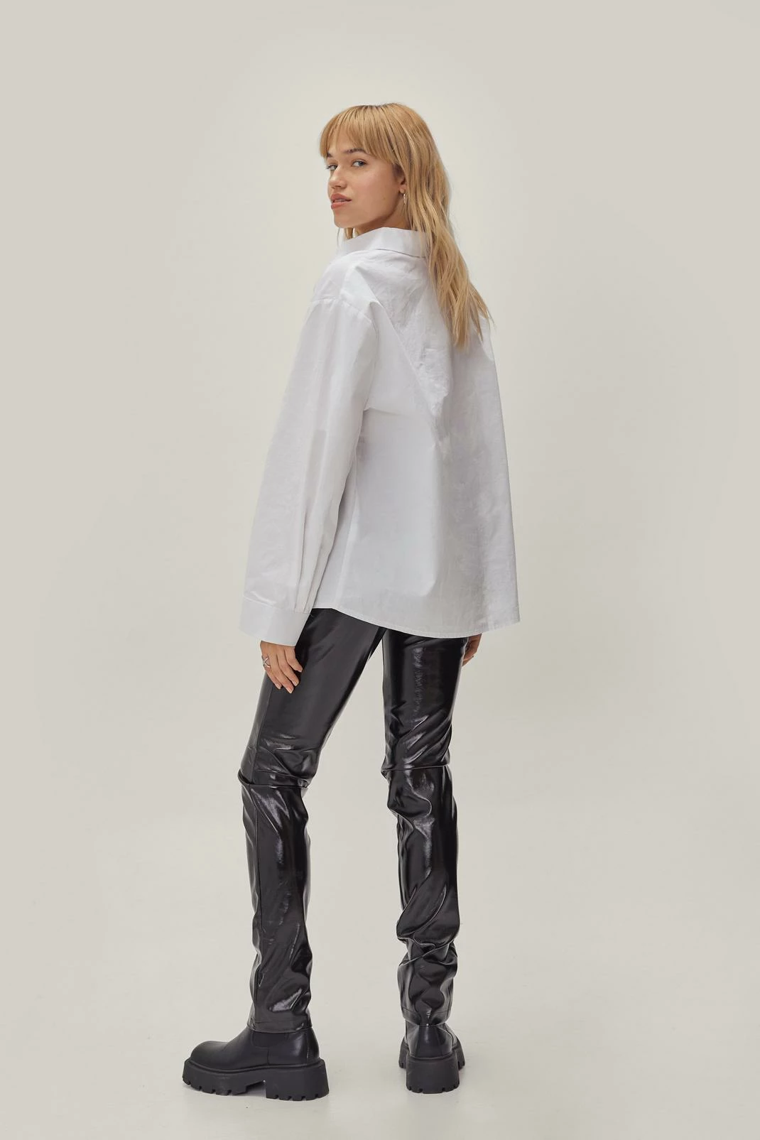 Split Hem Straight Leg Vinyl Pants 3 Split Hem Straight Leg Vinyl Pants - Image 3