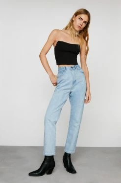 Organic Denim High Waisted Mom Jeans -Nasty Gal Sales Store Sales womens bleach20wash organic denim high waisted mom jeans 3
