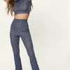 Abstract Tile Mesh High Waisted Flare Pants