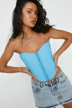 Bandage Hook And Eye Bandeau Top -Nasty Gal Sales Store Sales womens blue bandage hook and eye bandeau top 3