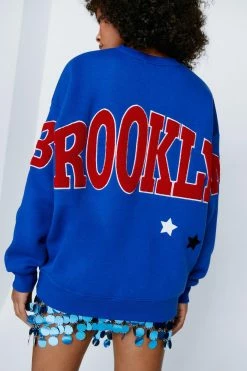 Brooklyn Back Detail Oversized Sweatshirt 7 Brooklyn Back Detail Oversized Sweatshirt -Nasty Gal Sales Store Sales womens blue brooklyn back detail oversized sweatshirt 1 3