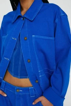 Contrast Stitch Denim Utility Shirt 14 Contrast Stitch Denim Utility Shirt -Nasty Gal Sales Store Sales womens blue contrast stitch denim utility shirt 1