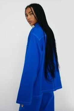 Contrast Stitch Denim Utility Shirt 15 Contrast Stitch Denim Utility Shirt -Nasty Gal Sales Store Sales womens blue contrast stitch denim utility shirt 2
