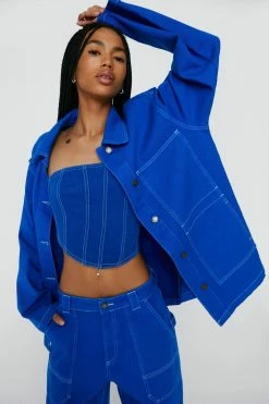 Contrast Stitch Denim Utility Shirt 19 Contrast Stitch Denim Utility Shirt -Nasty Gal Sales Store Sales womens blue contrast stitch denim utility shirt 3
