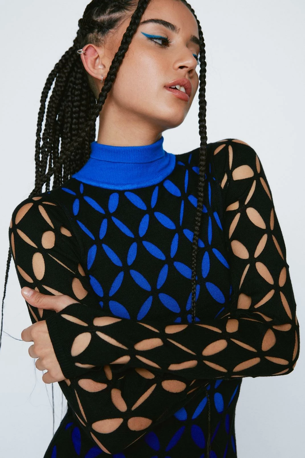 Cut Out Layered Knitted Mini Dress 5 Cut Out Layered Knitted Mini Dress - Image 5