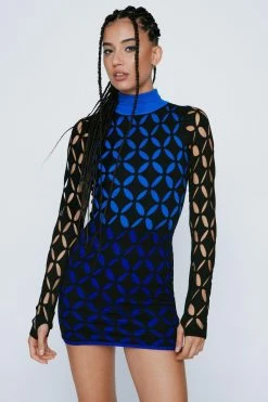 Cut Out Layered Knitted Mini Dress 10 Cut Out Layered Knitted Mini Dress -Nasty Gal Sales Store Sales womens blue cut out layered knitted mini dress