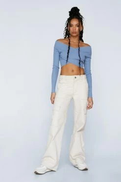 Exposed Seam Rib Top -Nasty Gal Sales Store Sales womens blue exposed seam rib top