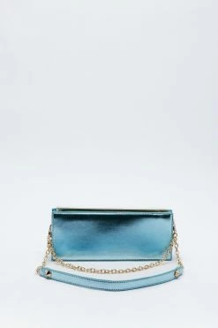 Faux Leather Chain Detail Shoulder Bag 7 Faux Leather Chain Detail Shoulder Bag -Nasty Gal Sales Store Sales womens blue faux leather chain detail shoulder bag 1 3