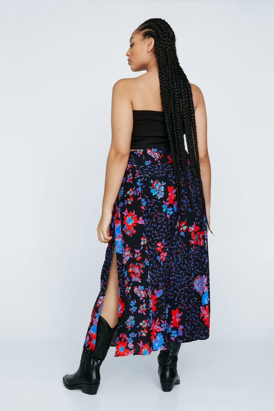 Plus Size Floral Split Midi Skirt 3 Plus Size Floral Split Midi Skirt - Image 3