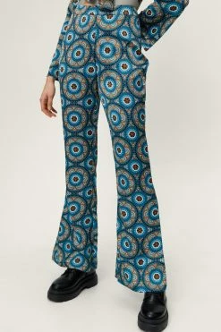 Retro Print Wide Leg Two Piece Pants