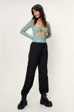 Ribbed Space Dye Cut Out Crop Top