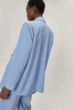 Tailored Double Breasted Long Sleeve Blazer -Nasty Gal Sales Store Sales womens blue tailored double breasted long sleeve blazer 2
