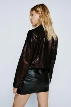 Metallic Foil Real Leather Jacket 6 Metallic Foil Real Leather Jacket -Nasty Gal Sales Store Sales womens bronze metallic foil real leather jacket 2