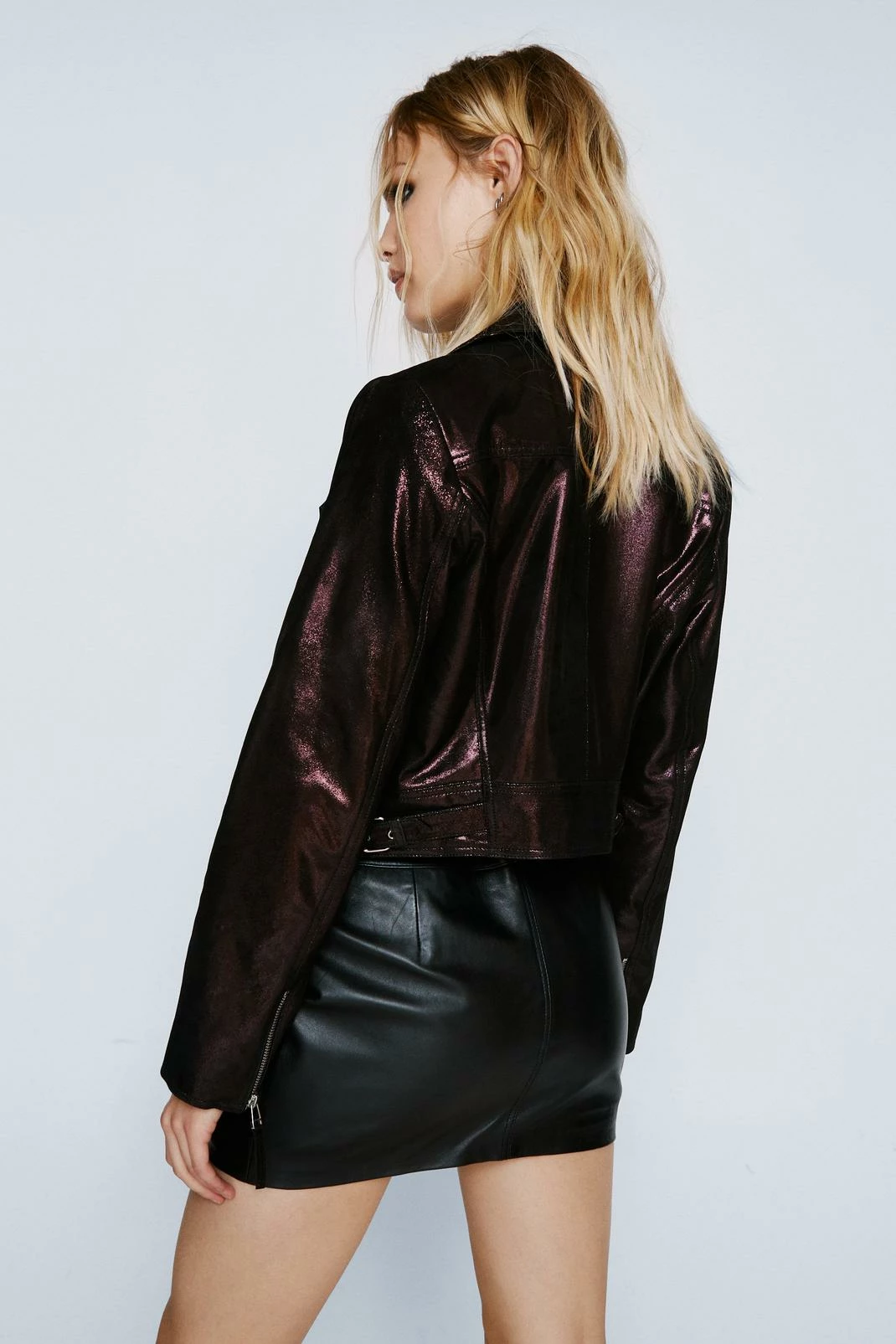 Metallic Foil Real Leather Jacket 3 Metallic Foil Real Leather Jacket - Image 3