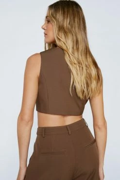 Asymmetric Button Detail Waistcoat 6 Asymmetric Button Detail Waistcoat -Nasty Gal Sales Store Sales womens brown asymmetric button detail waistcoat 2