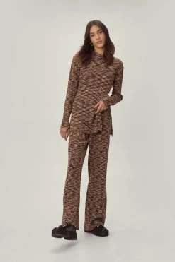 Alternative view of Knitted Striped Split Side Top And Pants Set