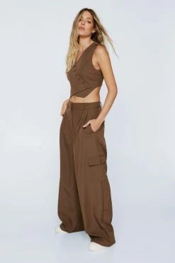 Premium Tailored Wide Leg Cargo Pants