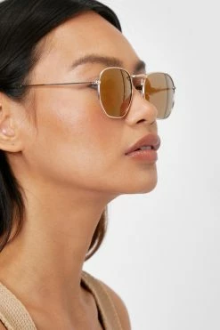 Tinted Lense Round Slim Sunglasses