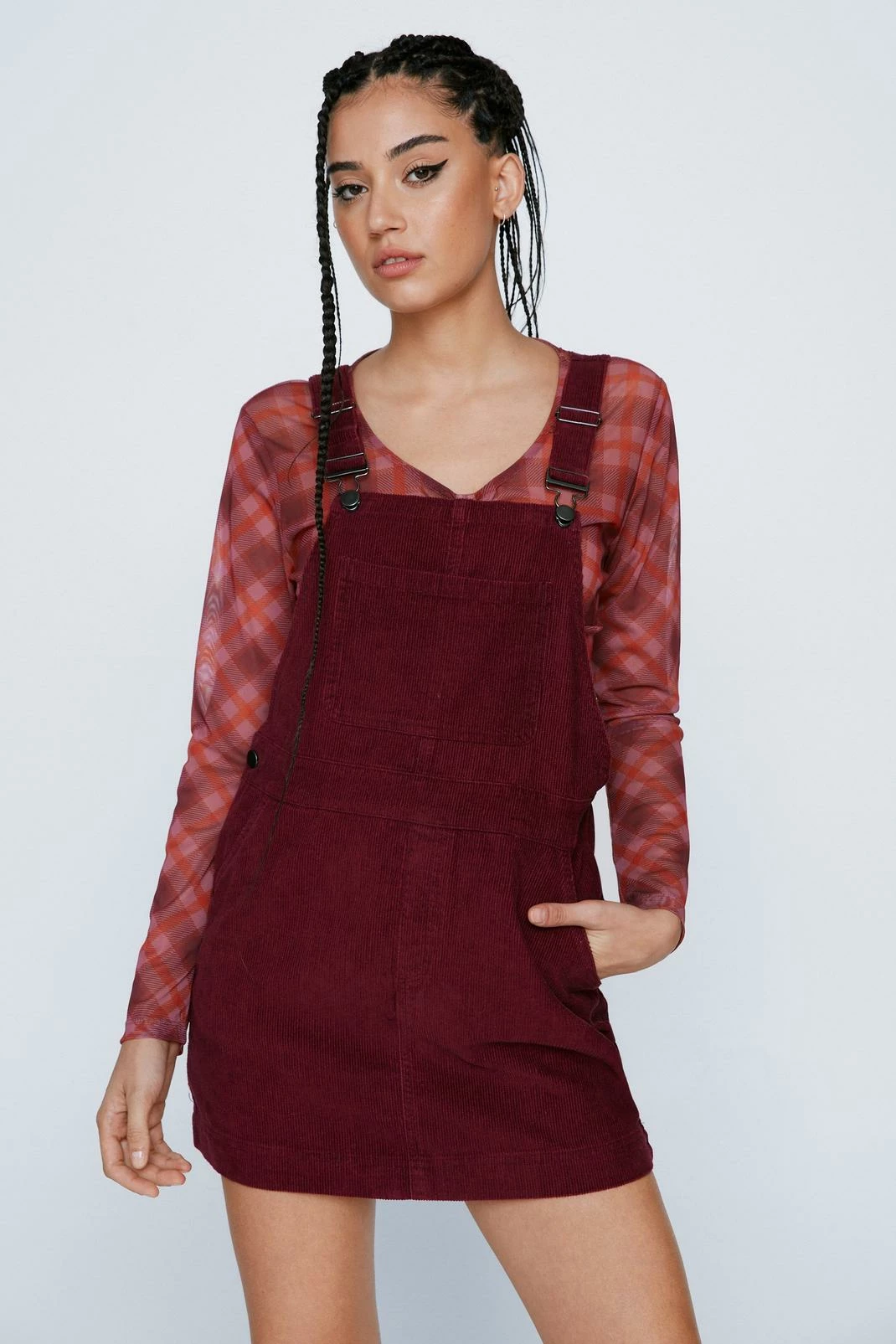 Cord Pocket Front Overall Mini Dress 7 Cord Pocket Front Overall Mini Dress - Image 7