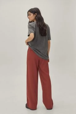 Tie Waist Tailored Wide Leg Pants -Nasty Gal Sales Store Sales womens burgundy tie waist tailored wide leg pants 2