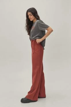 Tie Waist Tailored Wide Leg Pants -Nasty Gal Sales Store Sales womens burgundy tie waist tailored wide leg pants