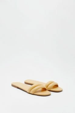 Faux Leather Padded Double Strap Mules -Nasty Gal Sales Store Sales womens butter faux leather padded double strap mules 2