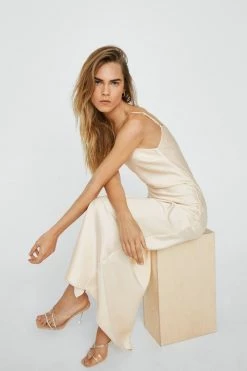 One Shoulder Maxi Slip Dress