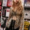 Chiffon Animal Ruffle Lace Up Blouse