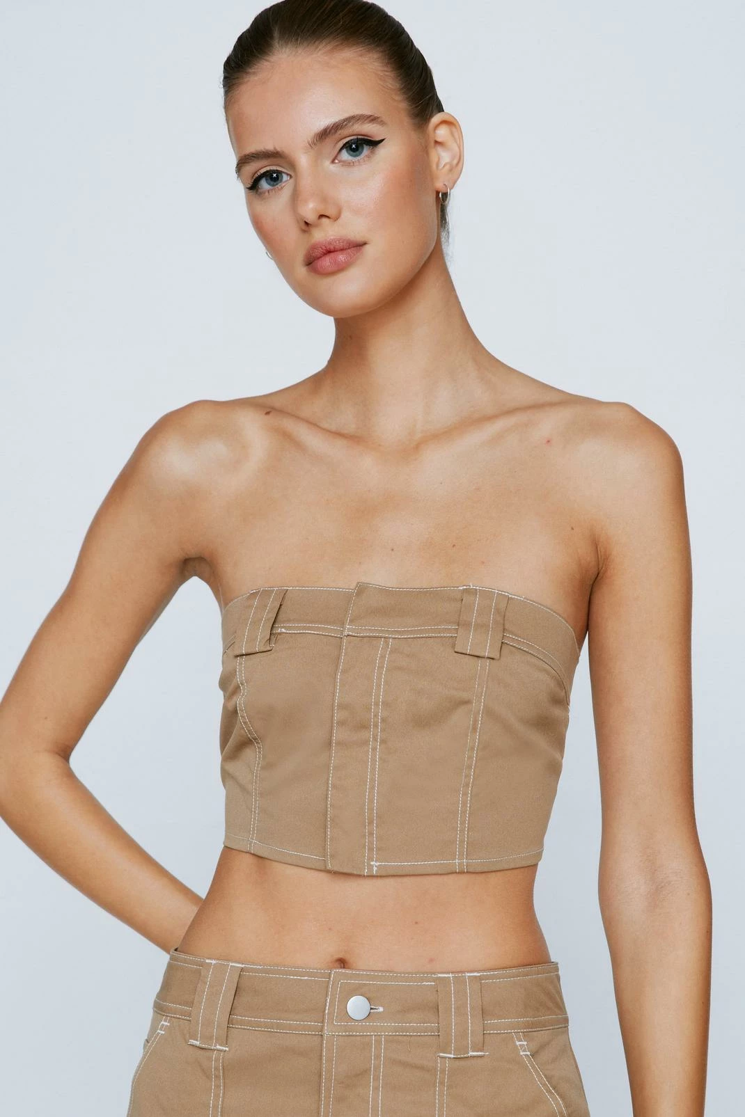 Exposed Stitch Twill Bandeau Corset Top 7 Exposed Stitch Twill Bandeau Corset Top - Image 7