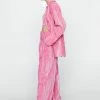 Crinkle Velvet Tailored Wide Leg Pants